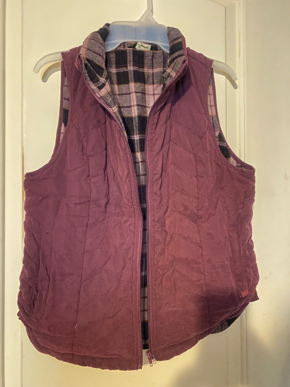 Soft Purple Quilted Vest with Plaid Lining